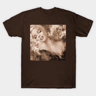 Marilyn Cherry Blossoms Sepia T-Shirt